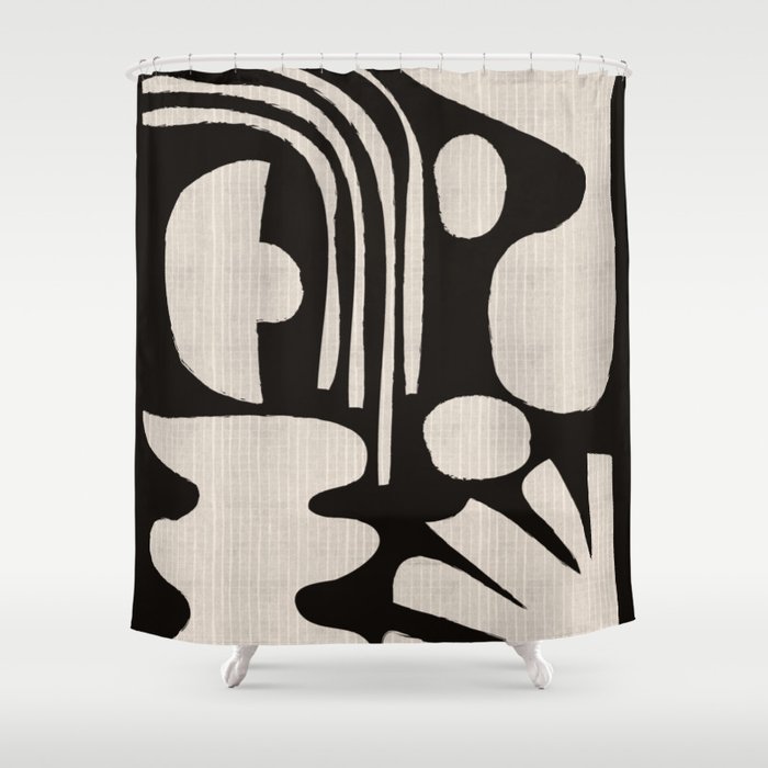Matisse Inspired Cutouts in Black and White Shower Curtain Gallery Image 1