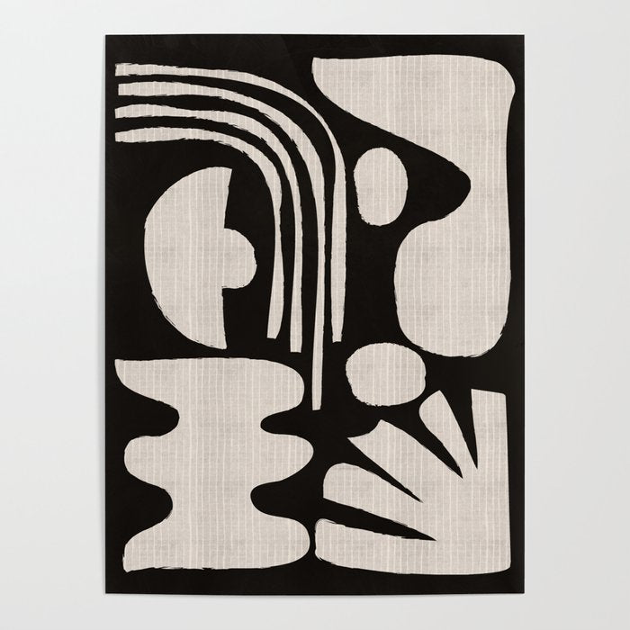 Matisse Inspired Cutouts in Black and White Poster Gallery Image 1