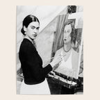 Frida Painting at Easel, Black and White Vintage Photograph Poster Gallery Image 4