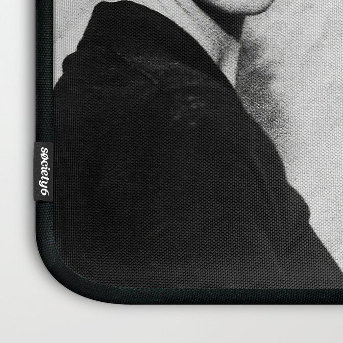 Frida Painting at Easel, Black and White Vintage Photograph Laptop Sleeve Gallery Image 3