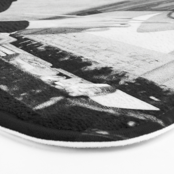 Frida Painting at Easel, Black and White Vintage Photograph Bath Mat Gallery Image 3