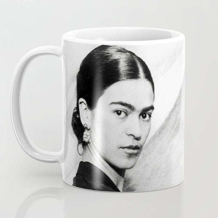 Frida Painting at Easel, Black and White Vintage Photograph Coffee Mug Gallery Image 3