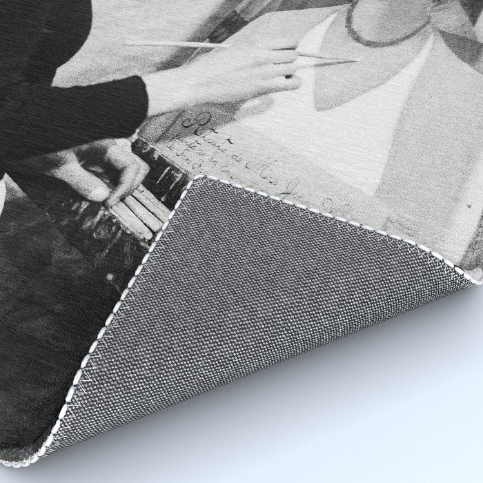 Frida Painting at Easel, Black and White Vintage Photograph Rug Gallery Image 4