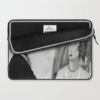 Frida Painting at Easel, Black and White Vintage Photograph Laptop Sleeve Gallery Image 2