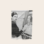 Frida Painting at Easel, Black and White Vintage Photograph Wall Hanging Gallery Image 1