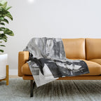 Frida Painting at Easel, Black and White Vintage Photograph Throw Blanket Gallery Image 1