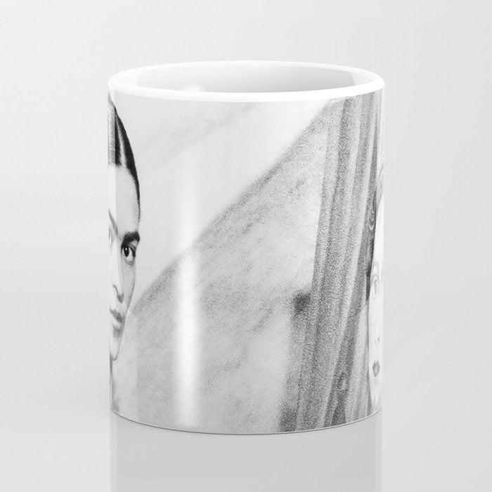 Frida Painting at Easel, Black and White Vintage Photograph Coffee Mug Gallery Image 4