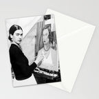 Frida Painting at Easel, Black and White Vintage Photograph Stationery Card Gallery Image 2