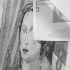 Frida Painting at Easel, Black and White Vintage Photograph Wall Tapestry Gallery Image 3