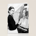 Frida Painting at Easel, Black and White Vintage Photograph Stationery Card Gallery Image 2