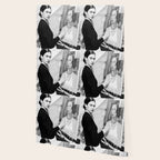 Frida Painting at Easel, Black and White Vintage Photograph Wallpaper Gallery Image 2