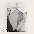 Frida Painting at Easel, Black and White Vintage Photograph Comforter Gallery Image 6