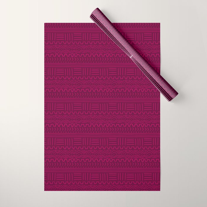 Mud Cloth in Raspberry Wrapping Paper Gallery Image 1