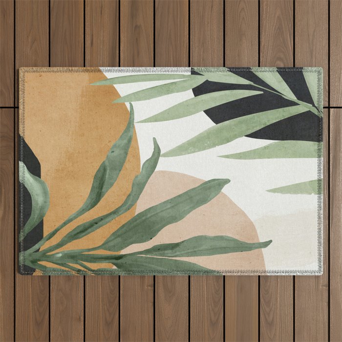 Abstract Art Tropical Leaves 4 Outdoor Rug Gallery Image 1
