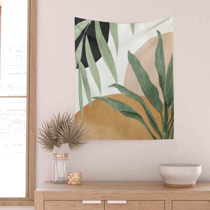 Abstract Art Tropical Leaves 4 Wall Tapestry Gallery Image 2