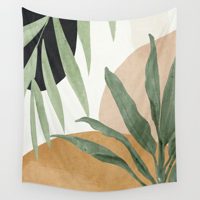 Abstract Art Tropical Leaves 4 Wall Tapestry Gallery Image 4