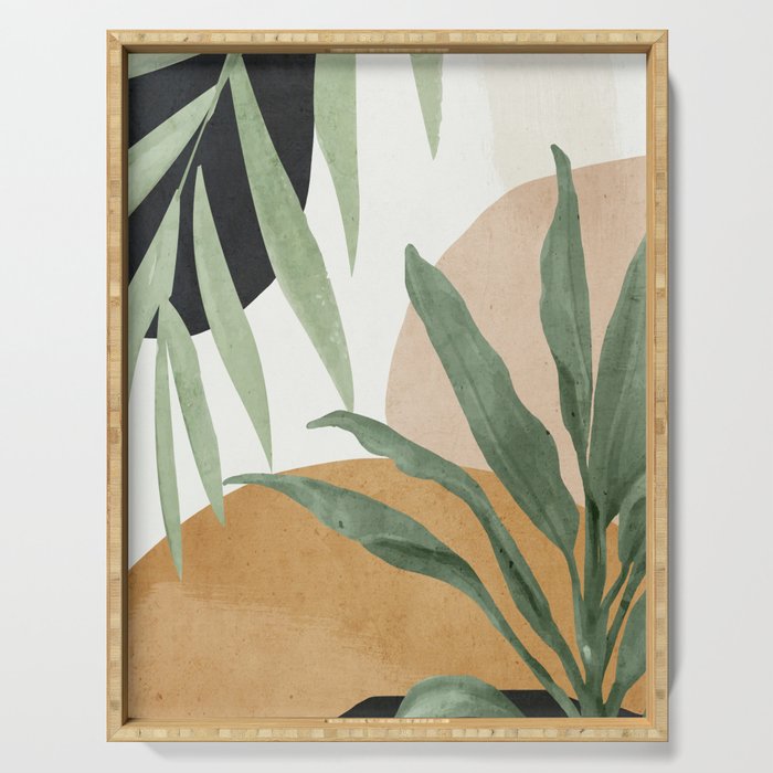 Abstract Art Tropical Leaves 4 Serving Tray Gallery Image 1