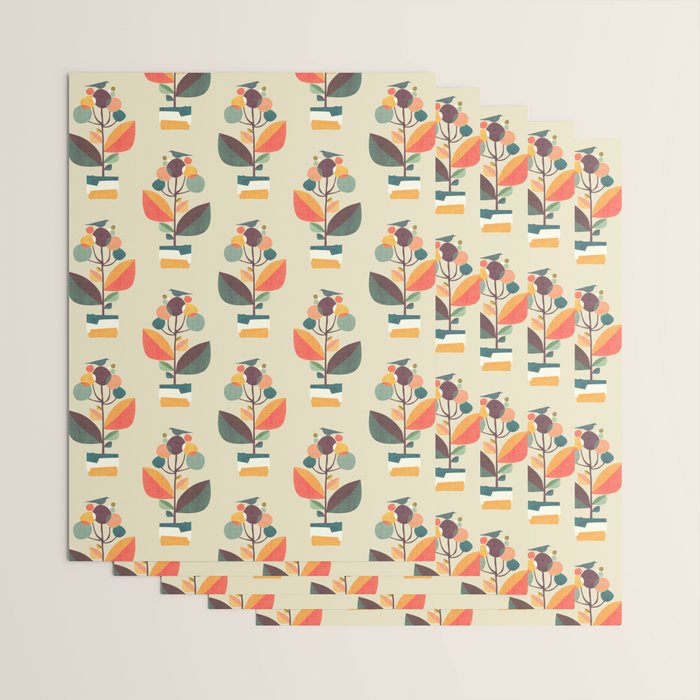 Potted plant with a bird Wrapping Paper Gallery Image 3