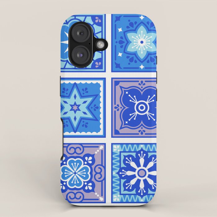 Talavera Mexican Tile - Blue Palette iPhone Case Gallery Image 1