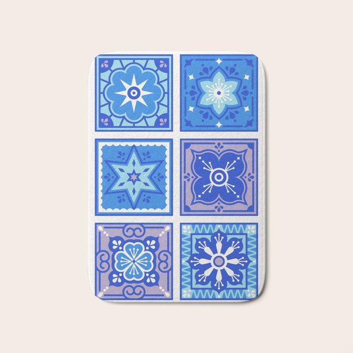 Talavera Mexican Tile - Blue Palette Bath Mat Gallery Image 1