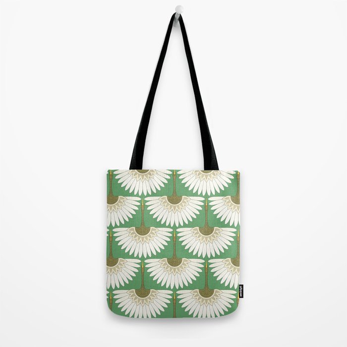 art deco cranes green Tote Bag Gallery Image 2
