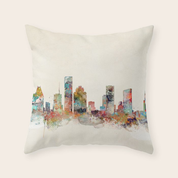 houston texas skyline Throw Pillow Gallery Image 6