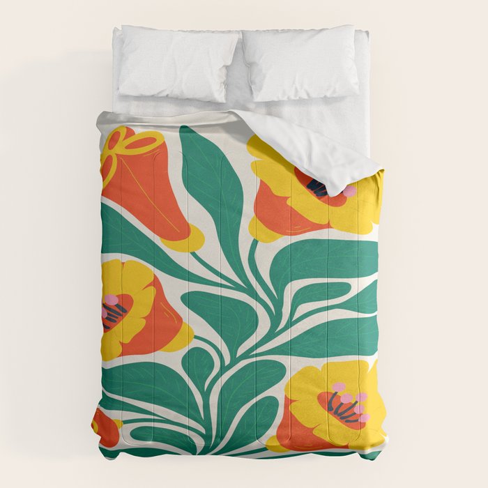 Orioles & Golden Poppy: Les Fleurs | Flower Market 04 | Spring Summer 23 Comforter Gallery Image 1