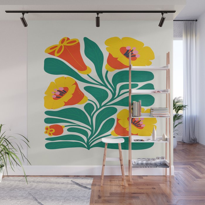 Orioles & Golden Poppy: Les Fleurs | Flower Market 04 | Spring Summer 23 Wall Mural Gallery Image 1