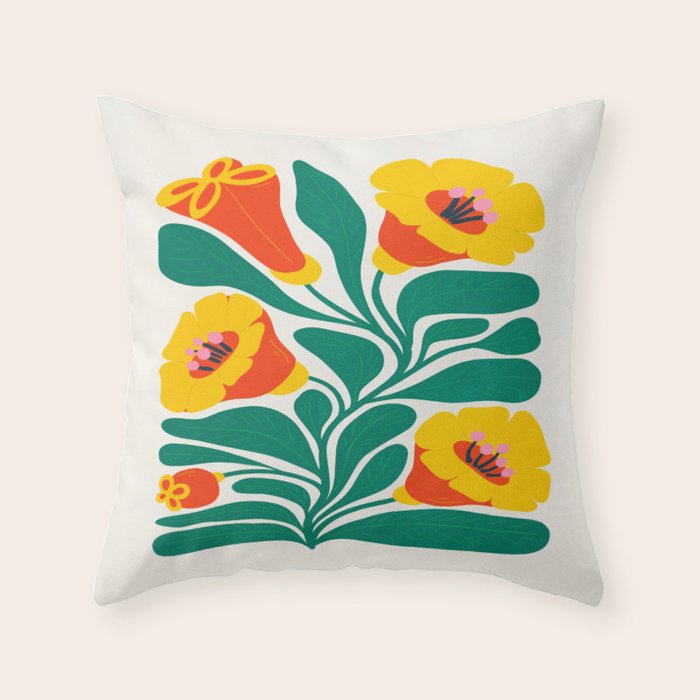 Orioles & Golden Poppy: Les Fleurs | Flower Market 04 | Spring Summer 23 Throw Pillow Gallery Image 6