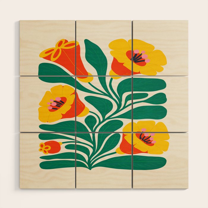Orioles & Golden Poppy: Les Fleurs | Flower Market 04 | Spring Summer 23 Wood Wall Art Gallery Image 1