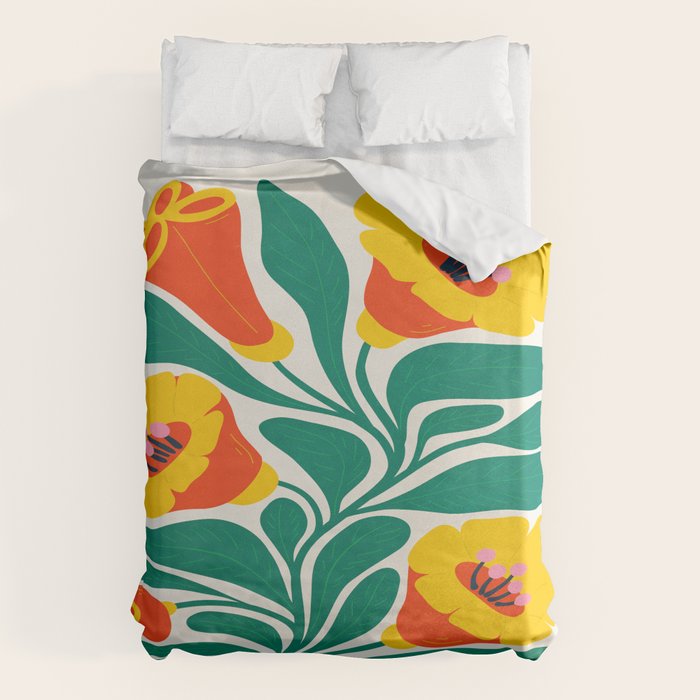 Orioles & Golden Poppy: Les Fleurs | Flower Market 04 | Spring Summer 23 Duvet Cover Gallery Image 6