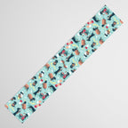 Hot dogs and lemonade // aqua background navy dachshunds Table Runner Gallery Image 3