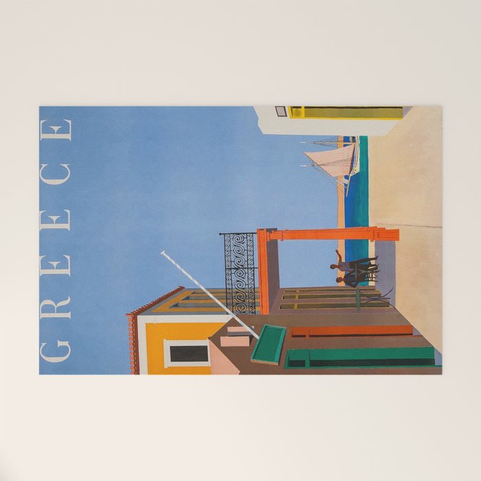 Greece Midcentury Modern Vintage Travel Poster Minimal Style Welcome Mat Gallery Image 1