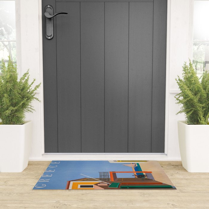 Greece Midcentury Modern Vintage Travel Poster Minimal Style Welcome Mat Gallery Image 3