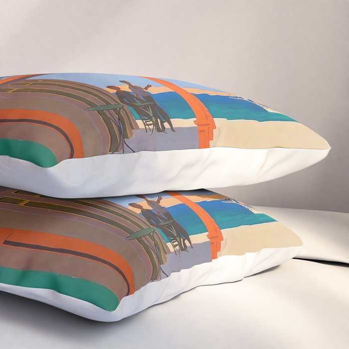 Greece Midcentury Modern Vintage Travel Poster Minimal Style Pillow Sham Gallery Image 3