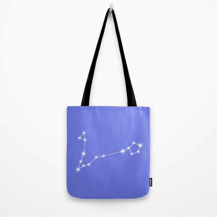 Pisces Zodiac Star Constellation Line Art Periwinkle Purple Tote Bag Gallery Image 2