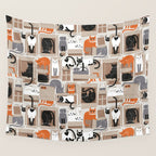 Purfect feline architecture // beige background cute cats in cardboard boxes Wall Tapestry Gallery Image 4