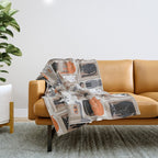 Purfect feline architecture // beige background cute cats in cardboard boxes Throw Blanket Gallery Image 1