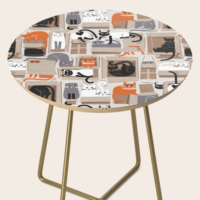Purfect feline architecture // beige background cute cats in cardboard boxes Side Table Gallery Image 2