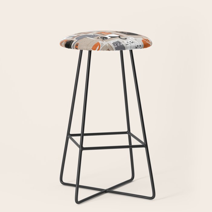 Purfect feline architecture // beige background cute cats in cardboard boxes Stool