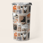Purfect feline architecture // beige background cute cats in cardboard boxes Travel Mug Gallery Image 2