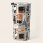 Purfect feline architecture // beige background cute cats in cardboard boxes Travel Mug Gallery Image 3