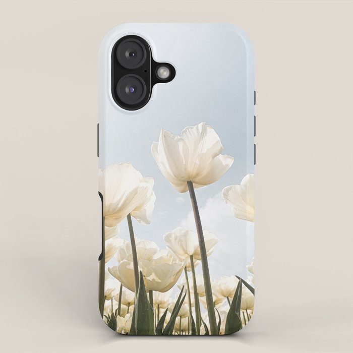 White Tulips In Spring In Holland Photo | Dutch Flowers Art Print |  Europe Travel Photography iPhone Case Gallery Image 1