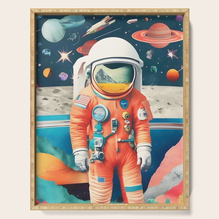 The Outsider Syndrome, Astronaut Space Travel Galaxy Surrealism, Individuality Blush Photography Plants Mars Moon Eclectic Concept Serving Tray Gallery Image 1