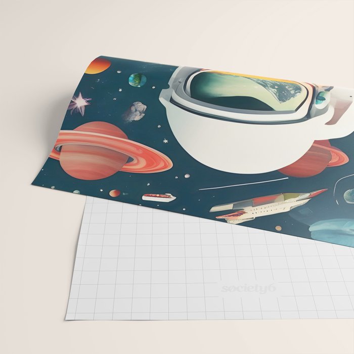 The Outsider Syndrome, Astronaut Space Travel Galaxy Surrealism, Individuality Blush Photography Plants Mars Moon Eclectic Concept Wrapping Paper Gallery Image 2