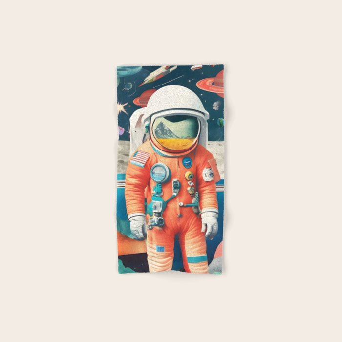 The Outsider Syndrome, Astronaut Space Travel Galaxy Surrealism, Individuality Blush Photography Plants Mars Moon Eclectic Concept Bath Towel Gallery Image 1