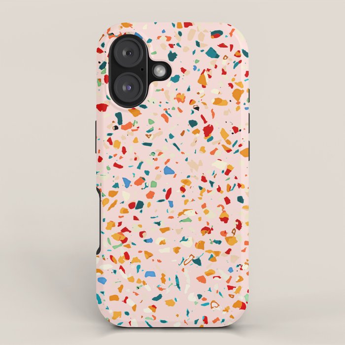 Blush Terrazzo | Pink Eclectic Speckles | Abstract Confetti Painting | Chic Bohemian Illustration iPhone Case Gallery Image 1