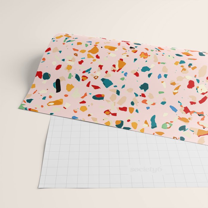 Blush Terrazzo | Pink Eclectic Speckles | Abstract Confetti Painting | Chic Bohemian Illustration Wrapping Paper Gallery Image 2