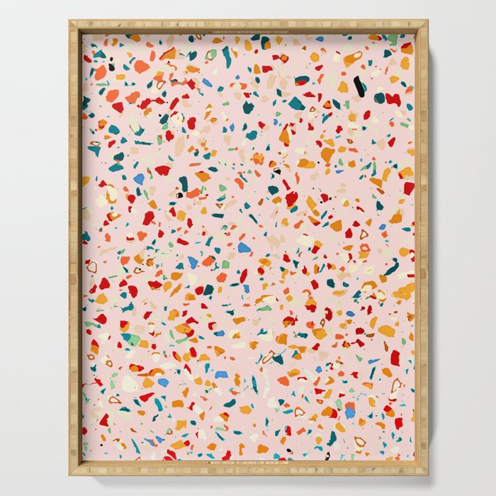 Blush Terrazzo | Pink Eclectic Speckles | Abstract Confetti Painting | Chic Bohemian Illustration Serving Tray Gallery Image 1
