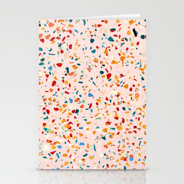 Blush Terrazzo | Pink Eclectic Speckles | Abstract Confetti Painting | Chic Bohemian Illustration Stationery Card Gallery Image 1